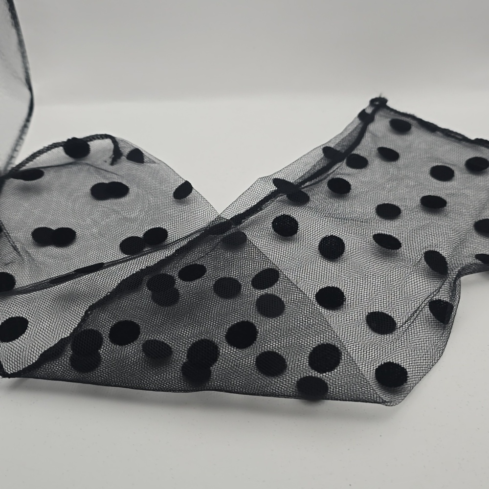 Elegant Black Sheer Polka-dot Mesh Mid-Calf/Ankle Socks with Back Seam - Picture 9 of 11